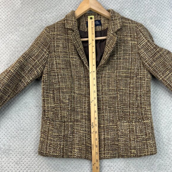 Jones New York Signature Womens Boucle Tweed Blazer Tan Brown Classic Petite Sma - Picture 11 of 16